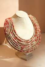 Charger l'image dans la galerie, Collier femme en pagne orange et or africain etsy fait-main