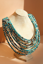 Charger l'image dans la galerie, Necklace turquoise or pour femme tissu africain fait-main etsy