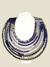 Charger l'image dans la galerie, Collier SANDAGA - Multi-Rangs Rigide - Tissu Pagne Wax | Collection Rosélie