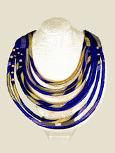 Charger l'image dans la galerie, Collier SANDAGA - Multi-Rangs Rigide - Tissu Pagne Wax | Collection Rosélie