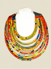 Charger l'image dans la galerie, Collier SANDAGA - Multi-Rangs Rigide - Tissu Pagne Wax | Collection Rosélie