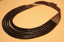 Charger l'image dans la galerie, collier_femme_cuir_python_marron_fait_main_etsy_shayza_blackowned
