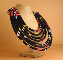 Charger l'image dans la galerie, Collier SANDAGA - Multi-Rangs Rigide - Tissu Pagne Wax | Collection Rosélie