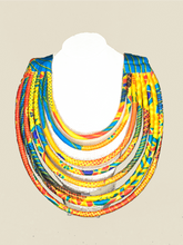 Charger l'image dans la galerie, Collier SANDAGA - Multi-Rangs Rigide - Tissu Pagne Wax | Collection Rosélie