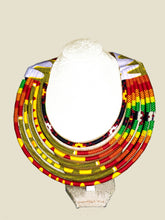 Charger l'image dans la galerie, Collier SANDAGA - Multi-Rangs Rigide - Tissu Pagne Wax | Collection Rosélie