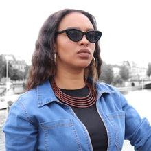 Charger l&#39;image dans la galerie, Collier_femme_cuir_python_marron_brun_woman_leather_etsy_shayza
