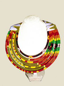 Collier SANDAGA - Multi-Rangs Rigide - Tissu Pagne Wax | Collection Rosélie